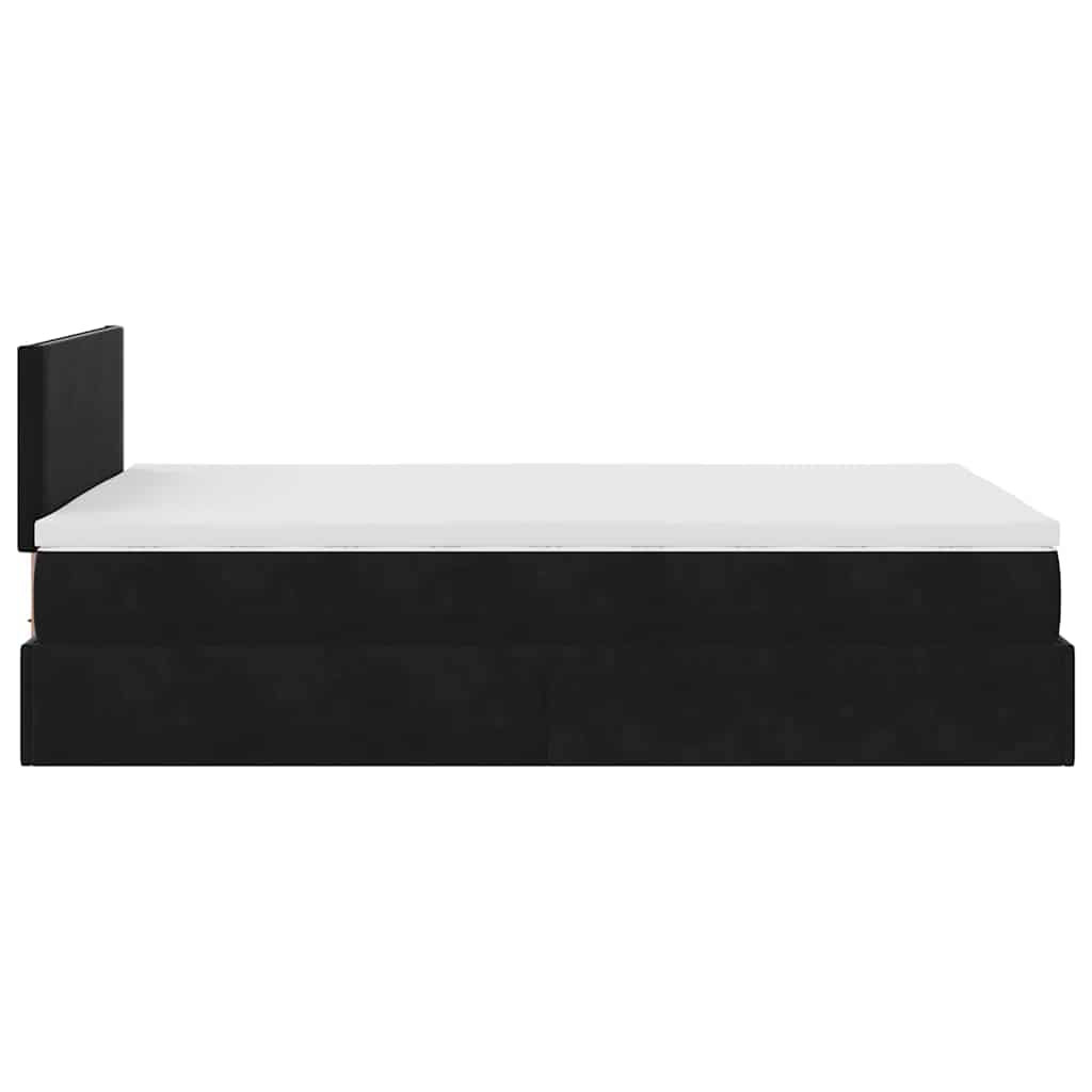 Lit ottoman avec matelas et LED noir 120x190 cm velours - XIOS