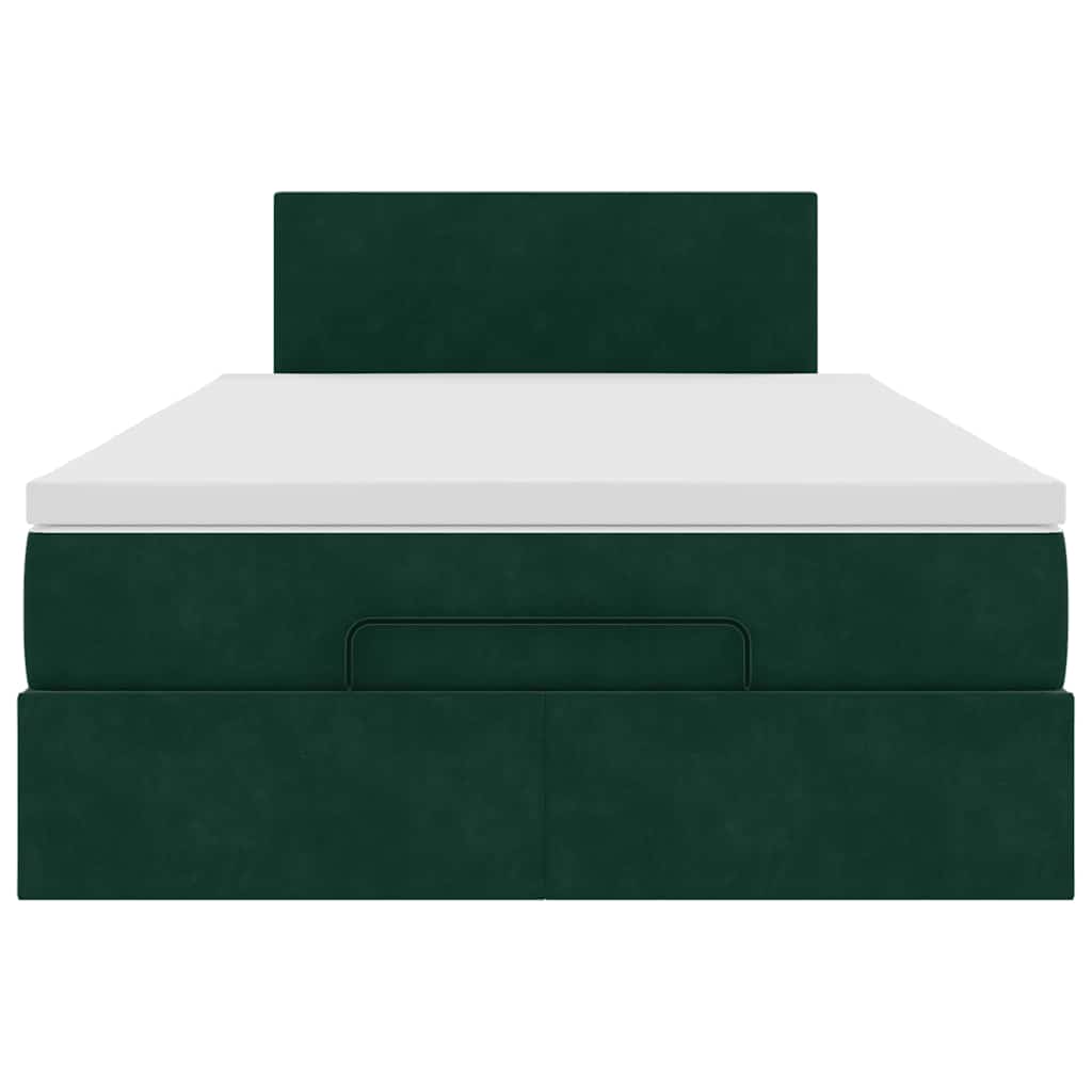 Lit ottoman avec matelas et LED vert foncé 90x200cm velours - XIOS