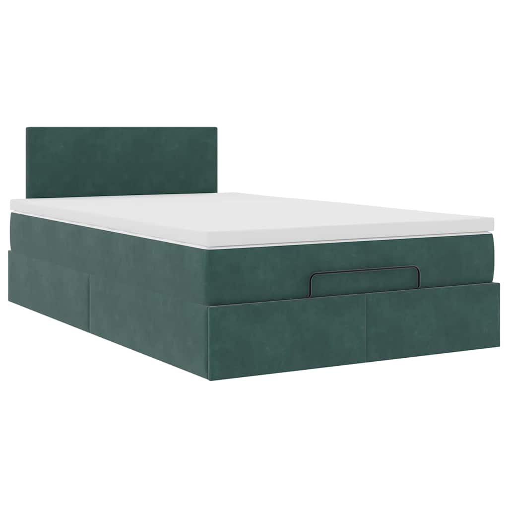 Cadre de lit ottoman avec matelas vert foncé 120x200 cm velours - XIOS