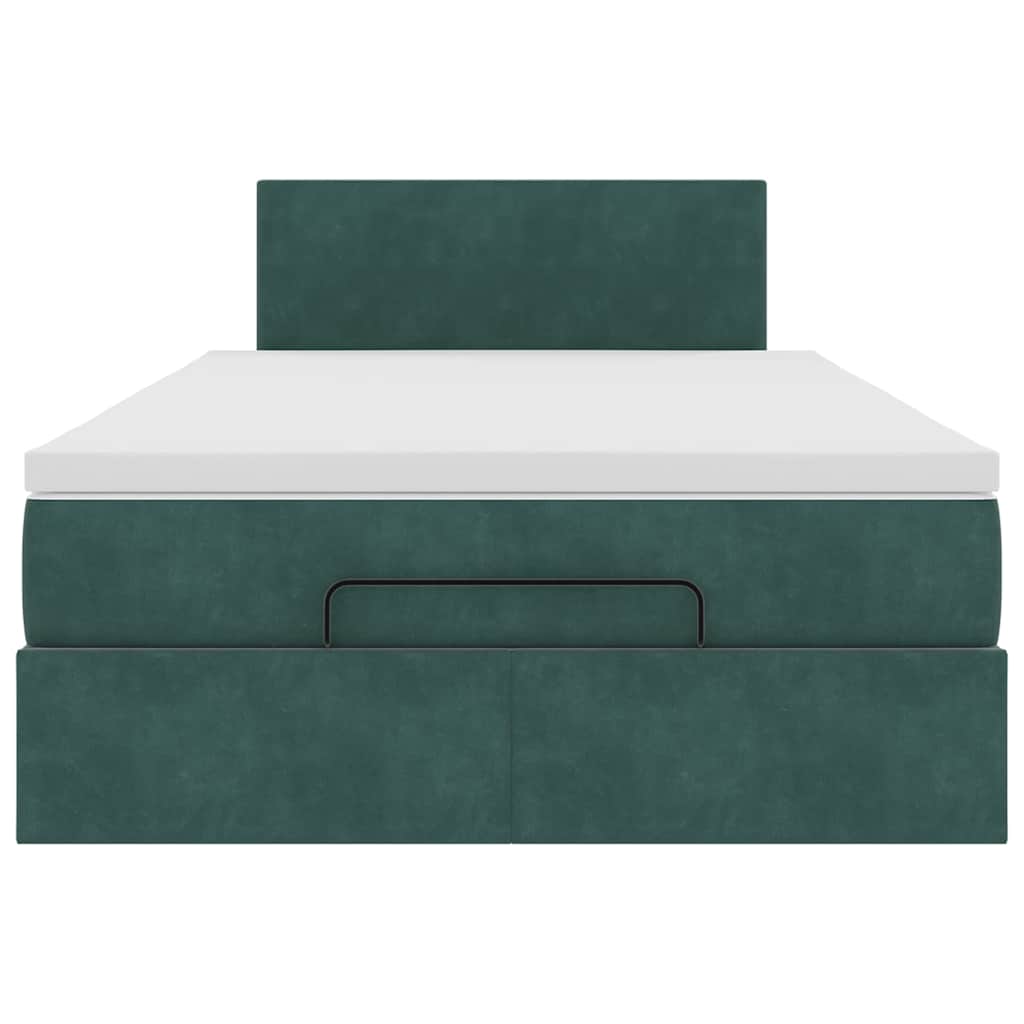 Cadre de lit ottoman avec matelas vert foncé 120x200 cm velours - XIOS