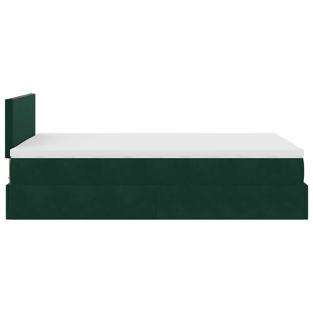 Cadre de lit ottoman avec matelas vert foncé 120x200 cm velours - XIOS