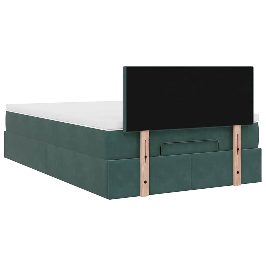 Cadre de lit ottoman avec matelas vert foncé 120x200 cm velours - XIOS