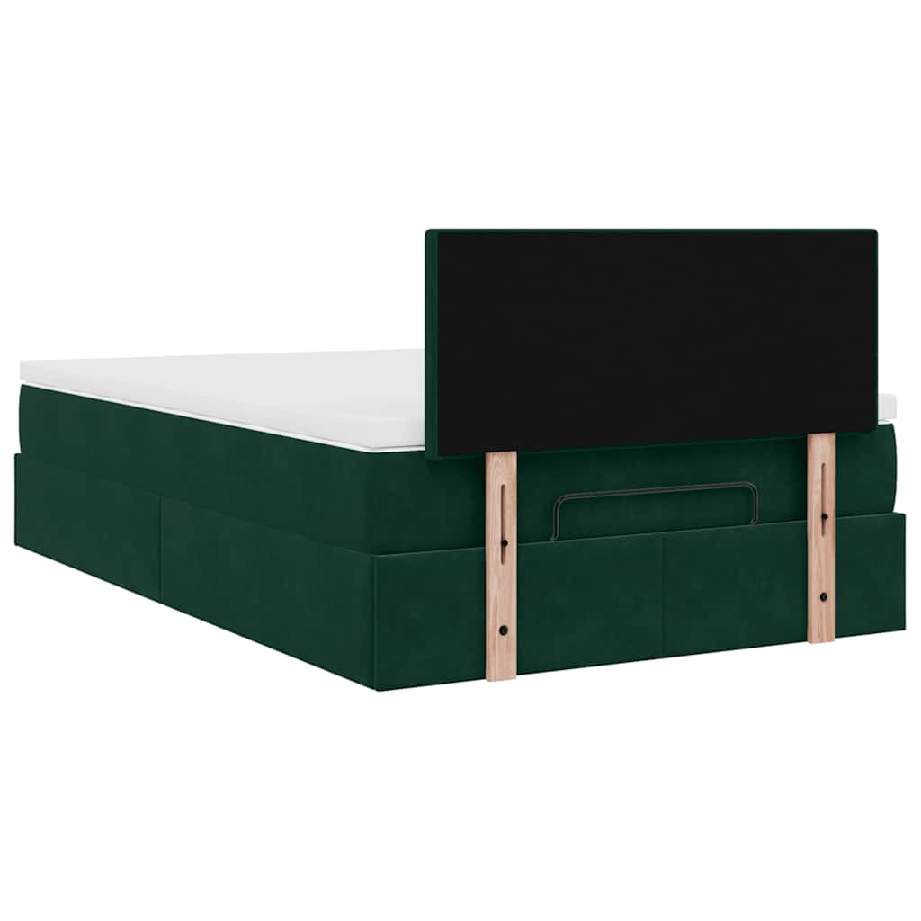 Cadre de lit ottoman avec matelas vert foncé 120x200 cm velours - XIOS