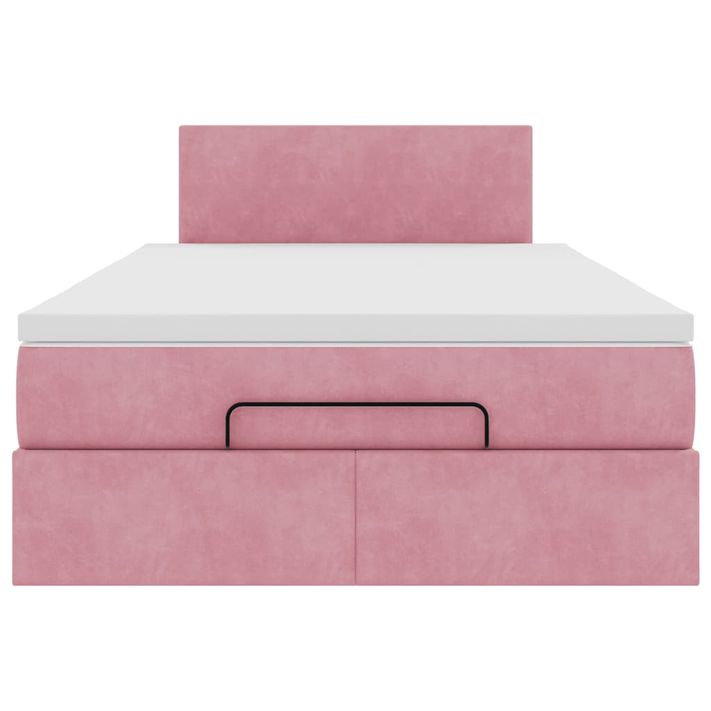 Cadre de lit ottoman avec matelas rose 120x200 cm velours - XIOS