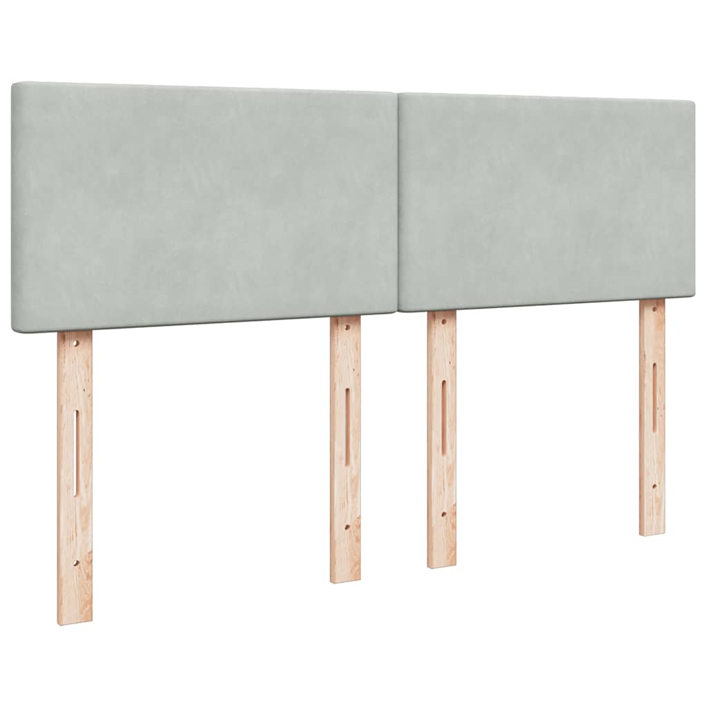 Cadre de lit ottoman et matelas gris clair 140x190 velours - XIOS