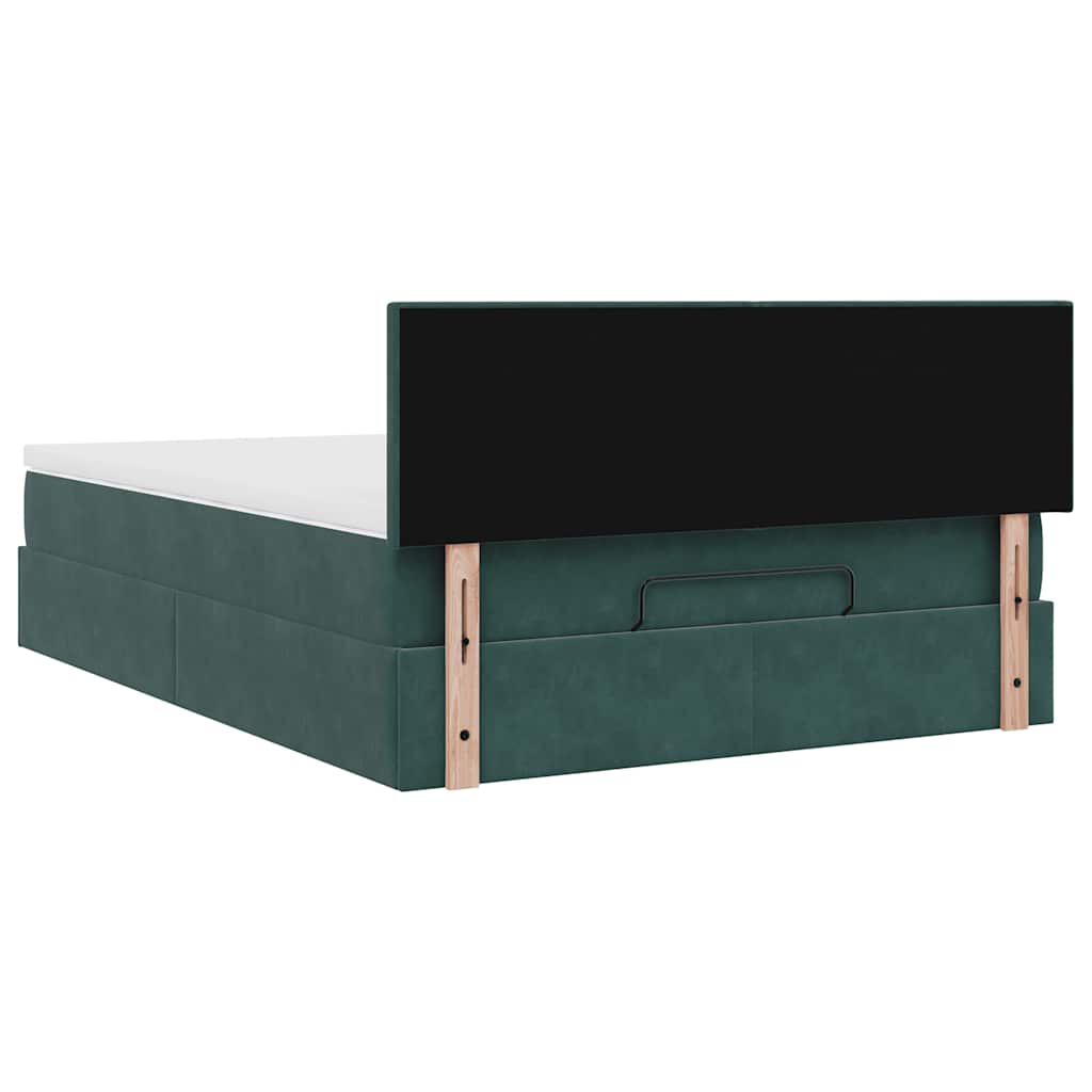 Cadre de lit ottoman avec matelas vert foncé 140x190 cm velours - XIOS