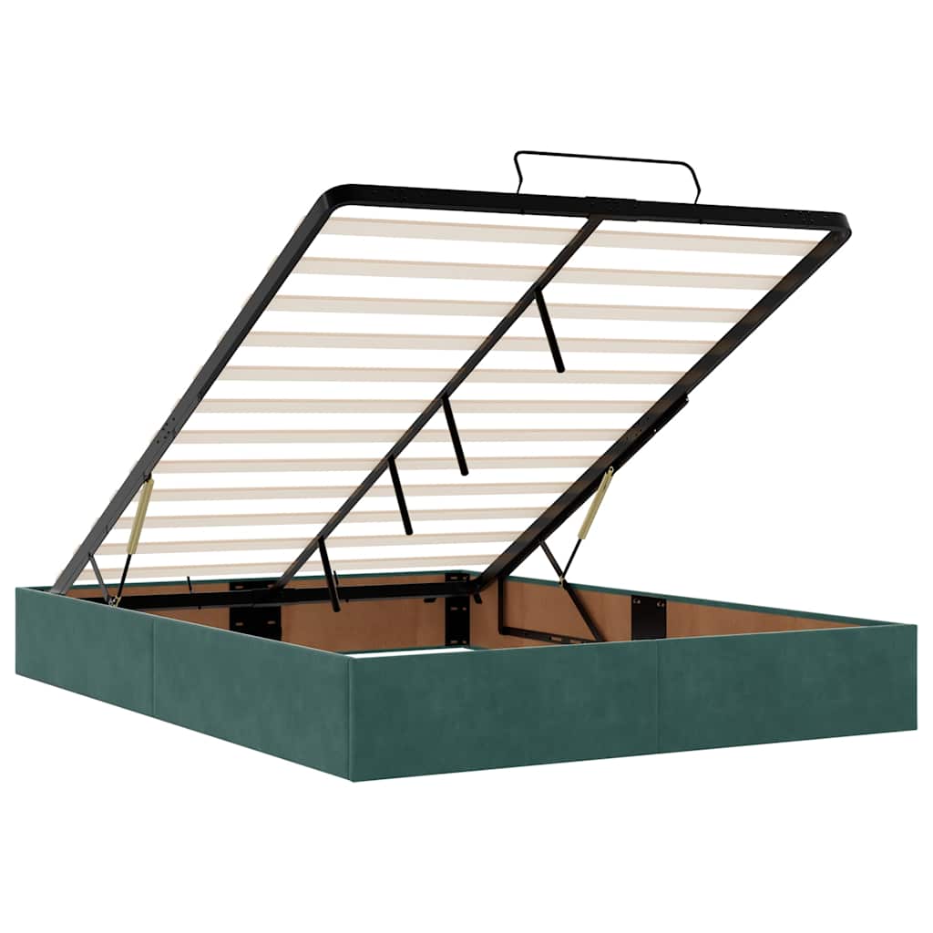 Cadre de lit ottoman avec matelas vert foncé 140x190 cm velours - XIOS