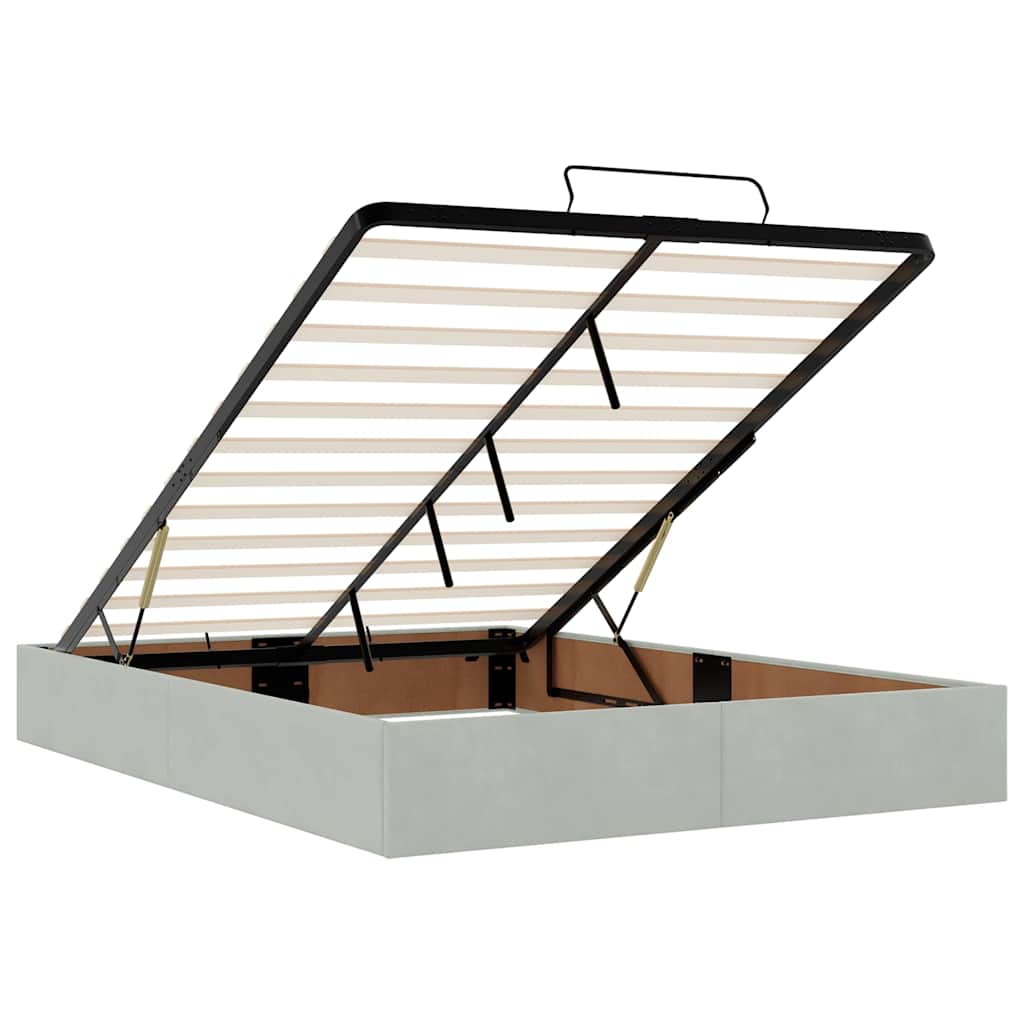 Cadre de lit ottoman avec matelas gris clair 140x200 cm velours - XIOS