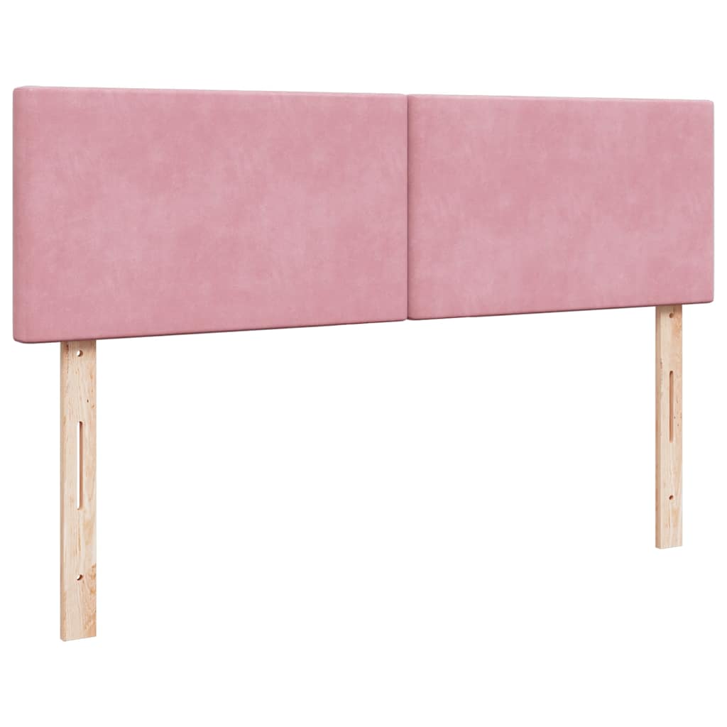 Cadre de lit ottoman avec matelas rose 140x200 cm velours