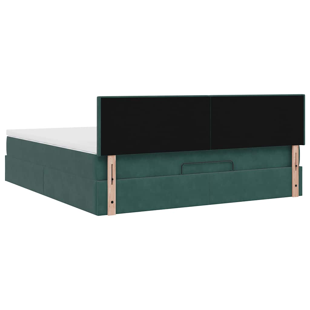 Cadre de lit ottoman avec matelas vert foncé 160x200 cm velours - XIOS