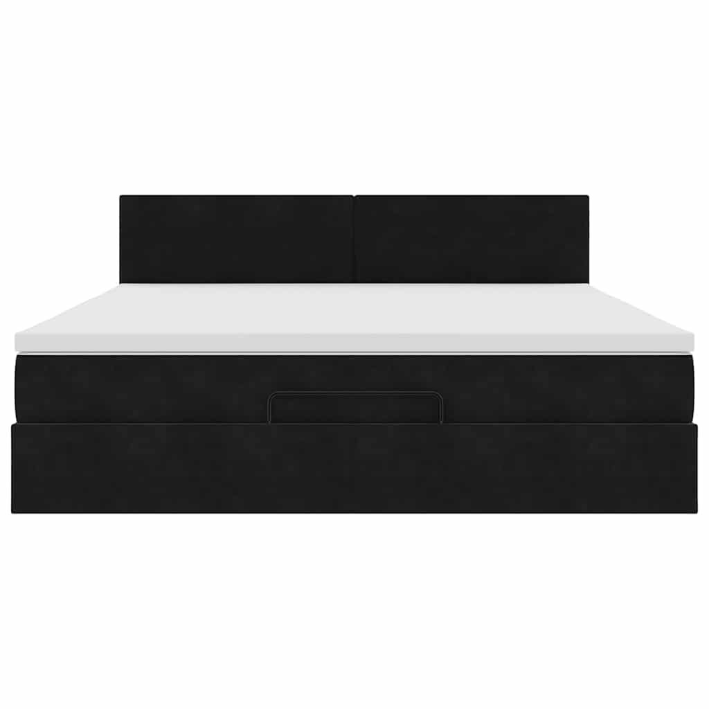 Cadre de lit ottoman avec matelas noir 180x200 cm velours - XIOS