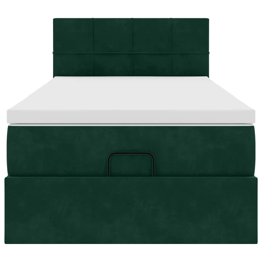 Lit ottoman avec matelas et LED Vert foncé 80x200cm velours - XIOS