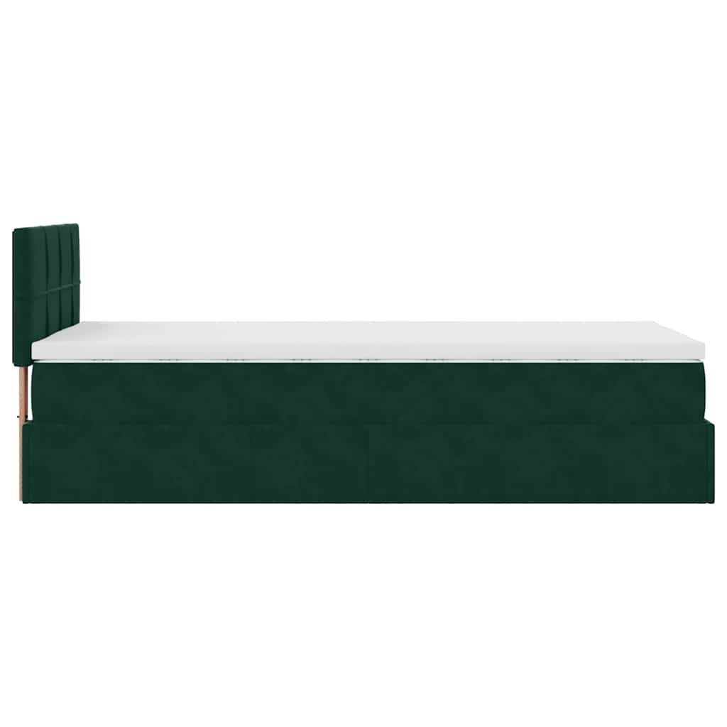 Lit ottoman avec matelas et LED Vert foncé 80x200cm velours - XIOS