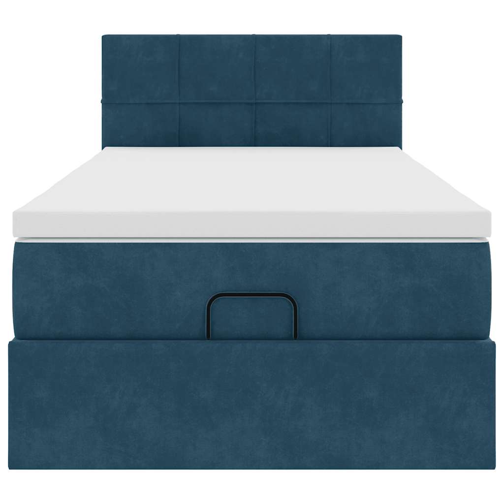 Lit ottoman avec matelas et LED bleu foncé 80x200cm velours - XIOS