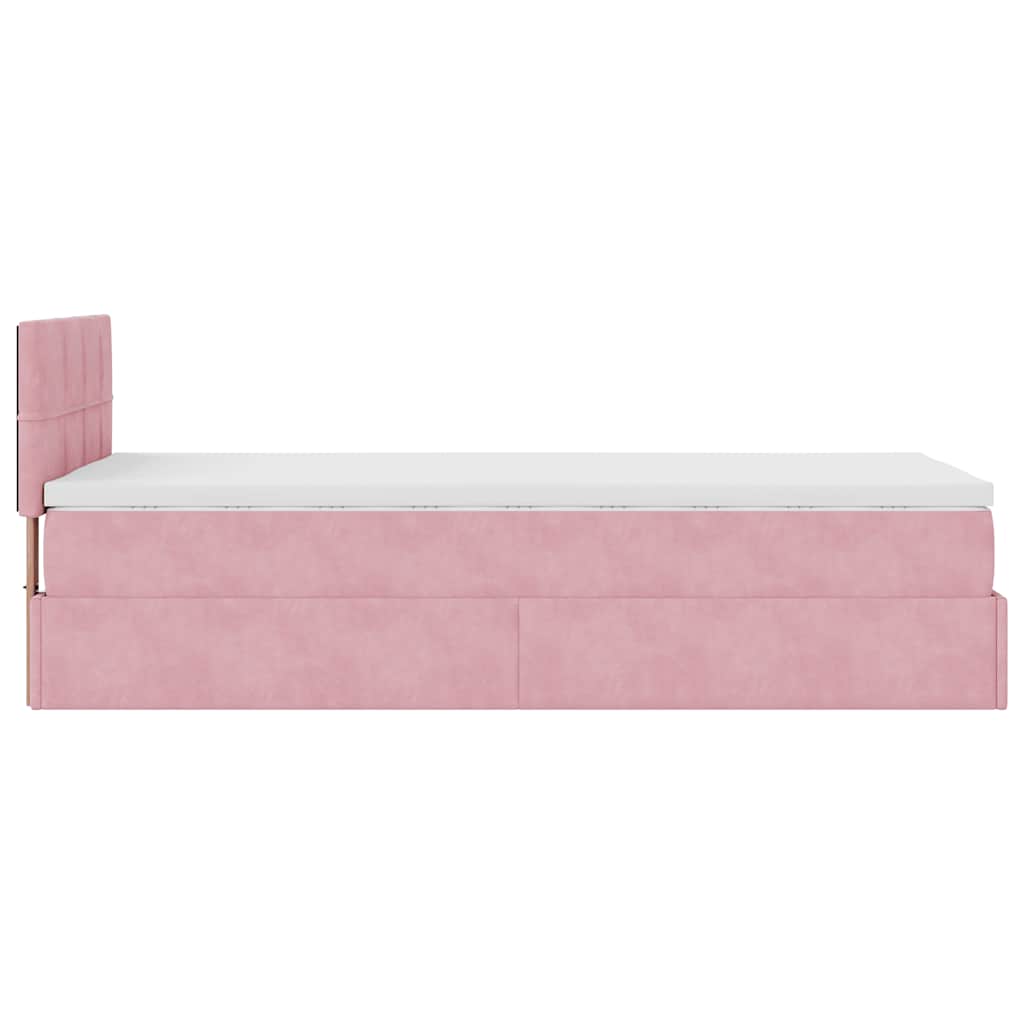Lit ottoman avec matelas et LED rose 80x200cm velours - XIOS