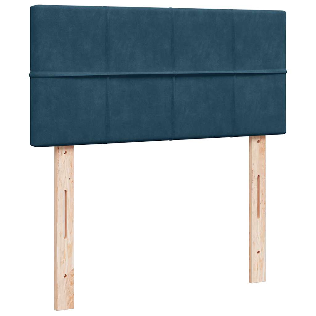 Cadre de lit ottoman avec matelas bleu foncé 90x190 cm velours - XIOS