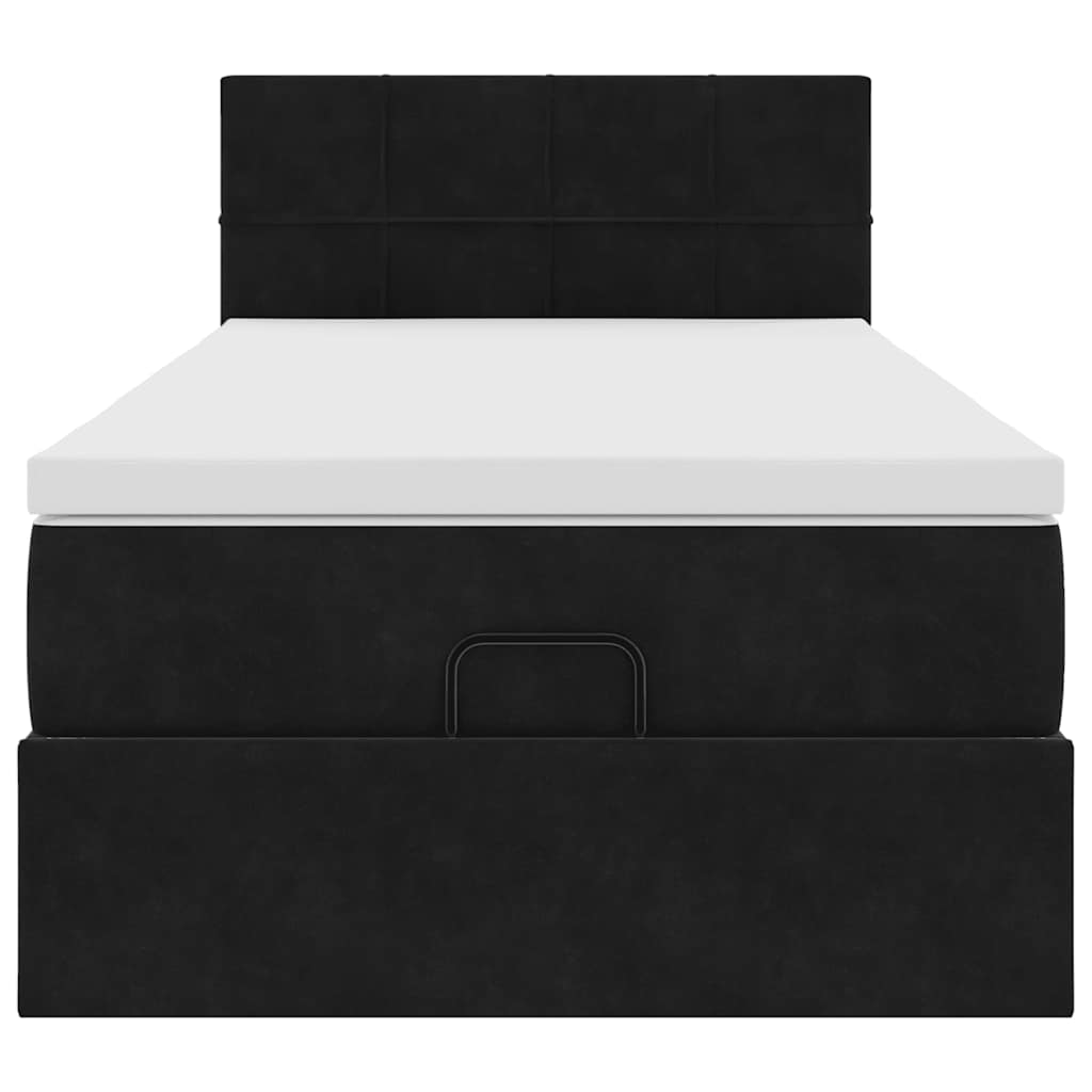 Cadre de lit ottoman avec matelas noir 100x200cm velours - XIOS