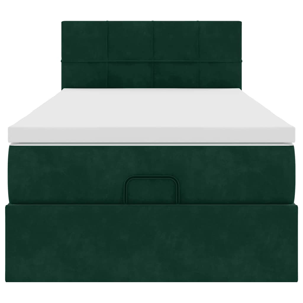 Cadre de lit ottoman avec matelas vert foncé 100x200 cm velours - XIOS