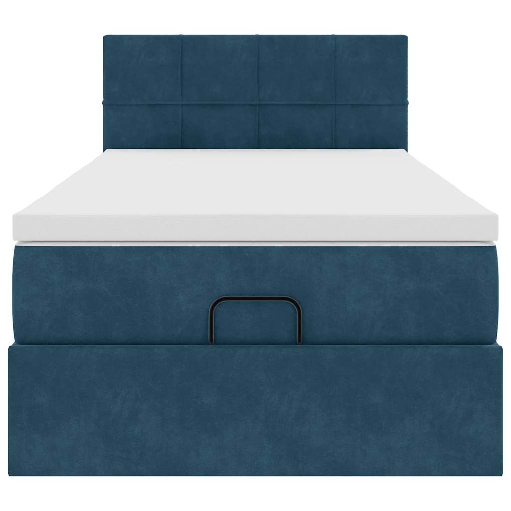 Cadre de lit ottoman avec matelas bleu foncé 100x200 cm velours - XIOS