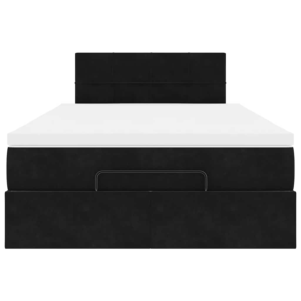 Lit ottoman avec matelas et LED noir 120x190 cm velours - XIOS