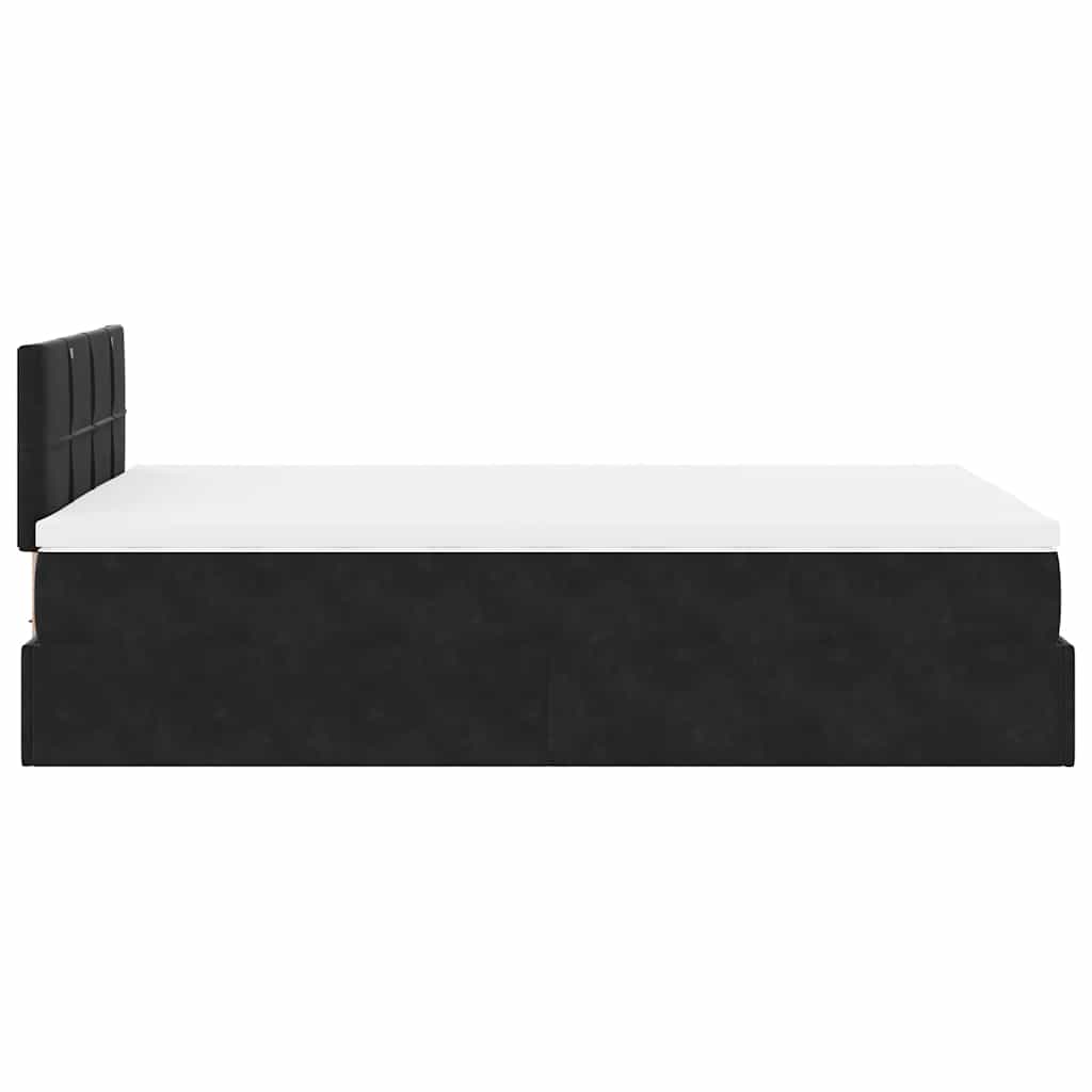 Lit ottoman avec matelas et LED noir 120x190 cm velours - XIOS