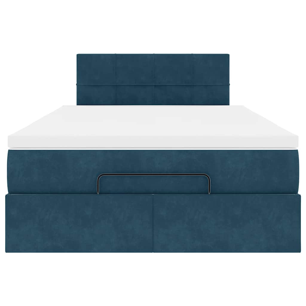 Lit ottoman avec matelas et LED bleu foncé 90x200cm velours - XIOS