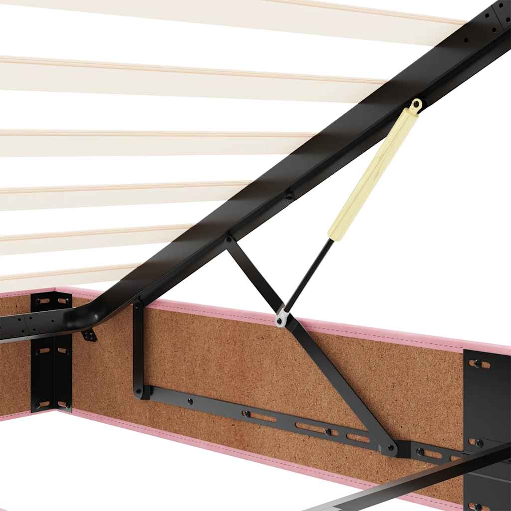 Lit ottoman avec matelas et LED rose 120x190 cm velours