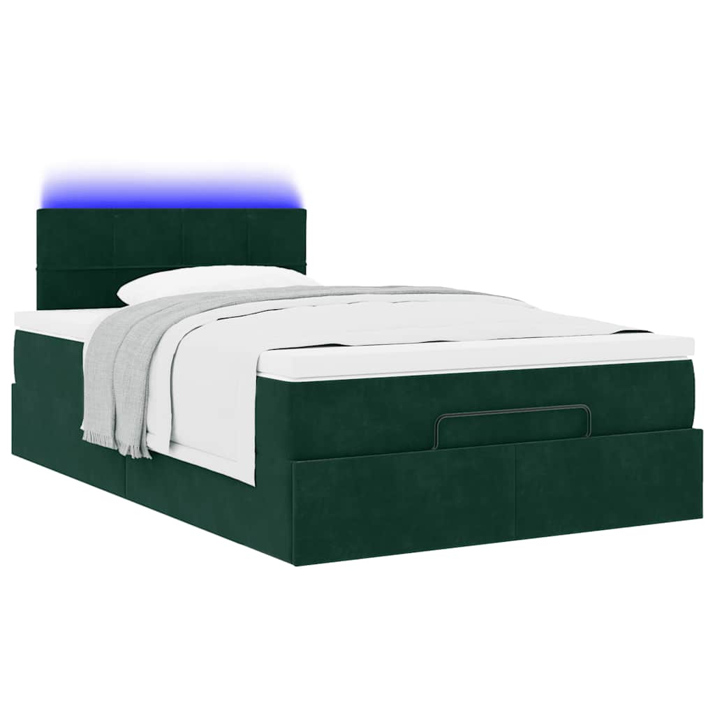 Cadre de lit ottoman avec matelas vert foncé 120x200 cm velours - XIOS