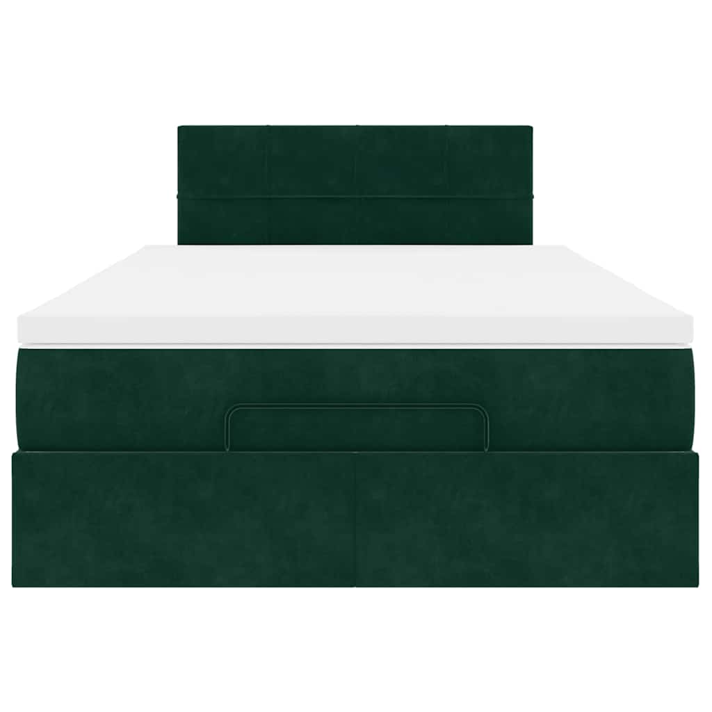 Cadre de lit ottoman avec matelas vert foncé 120x200 cm velours - XIOS
