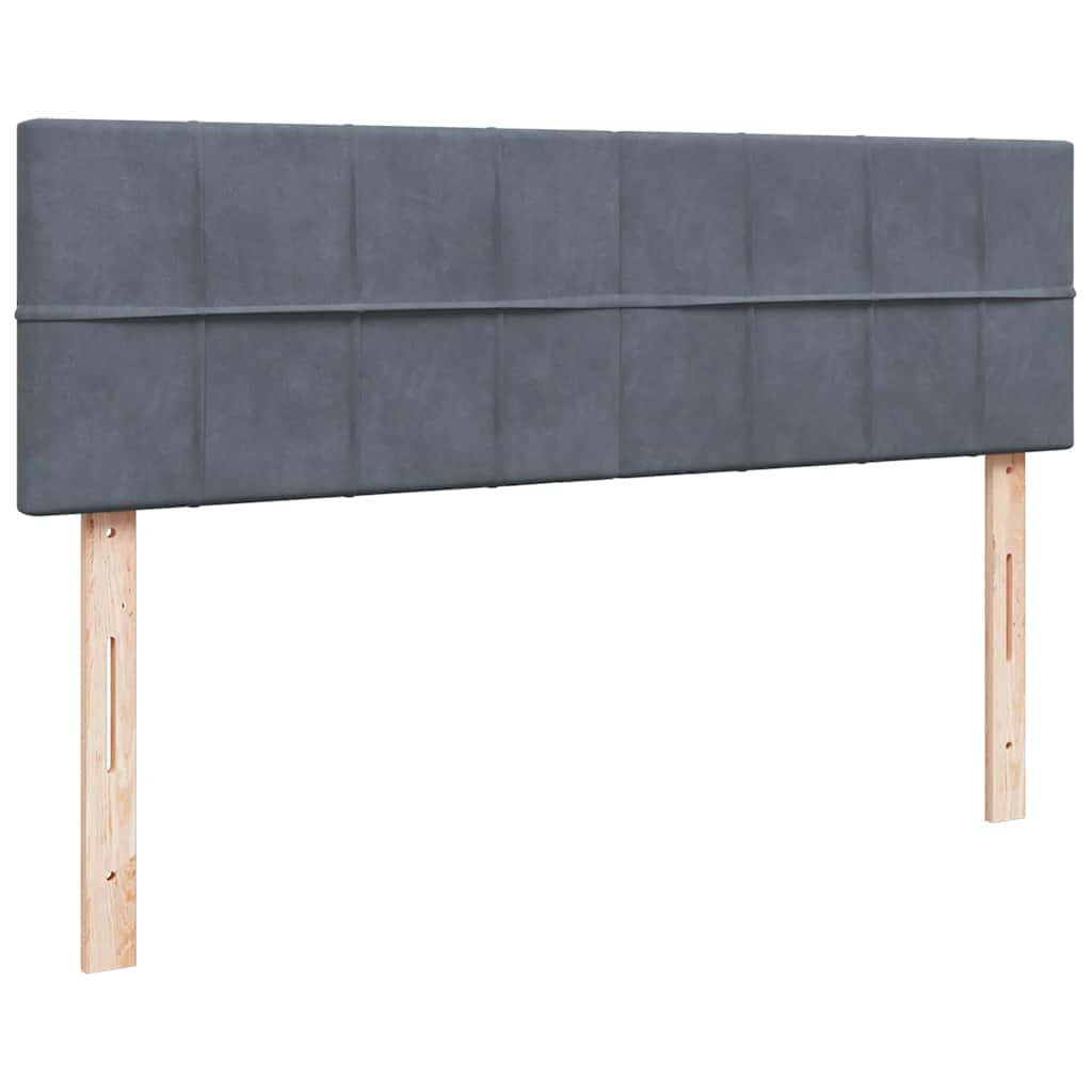 Cadre de lit ottoman avec matelas gris foncé 140x190 cm velours - XIOS