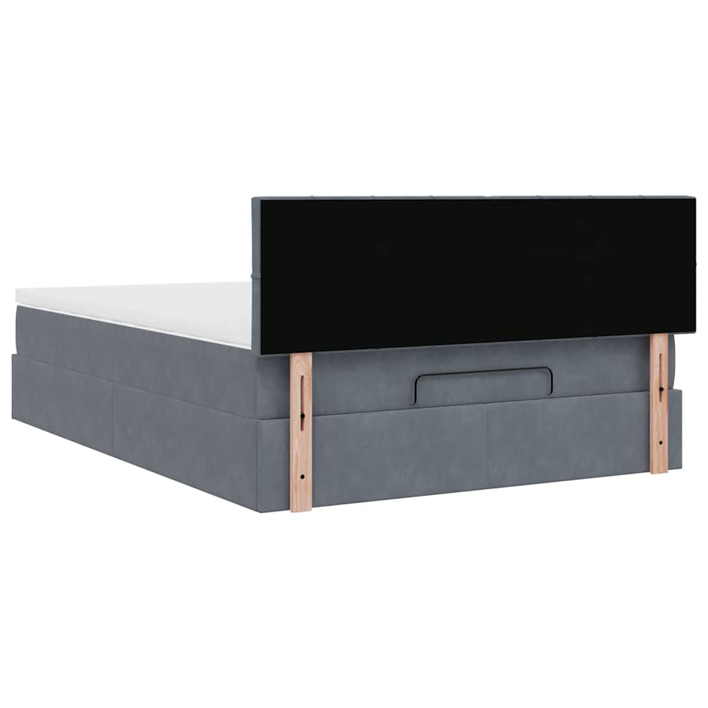 Cadre de lit ottoman avec matelas gris foncé 140x190 cm velours - XIOS