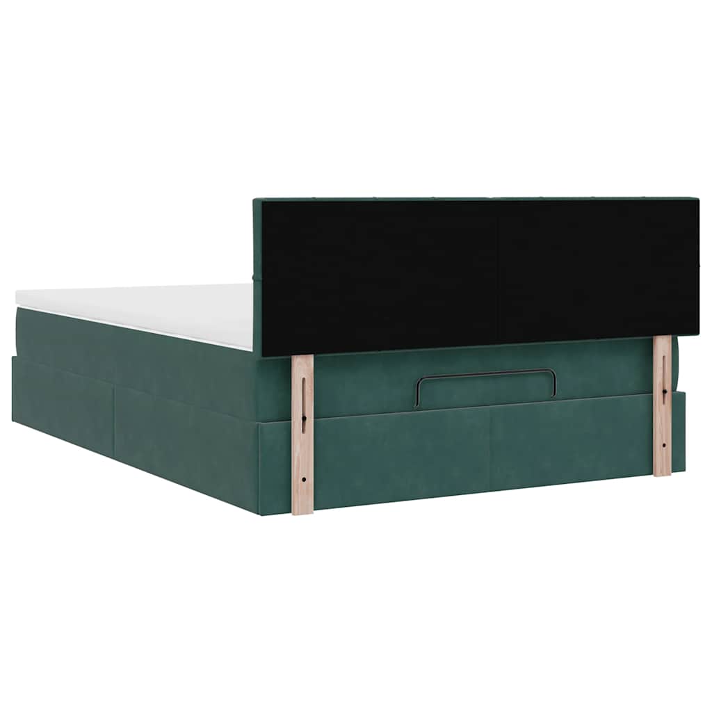 Cadre de lit ottoman avec matelas vert foncé 140x190 cm velours