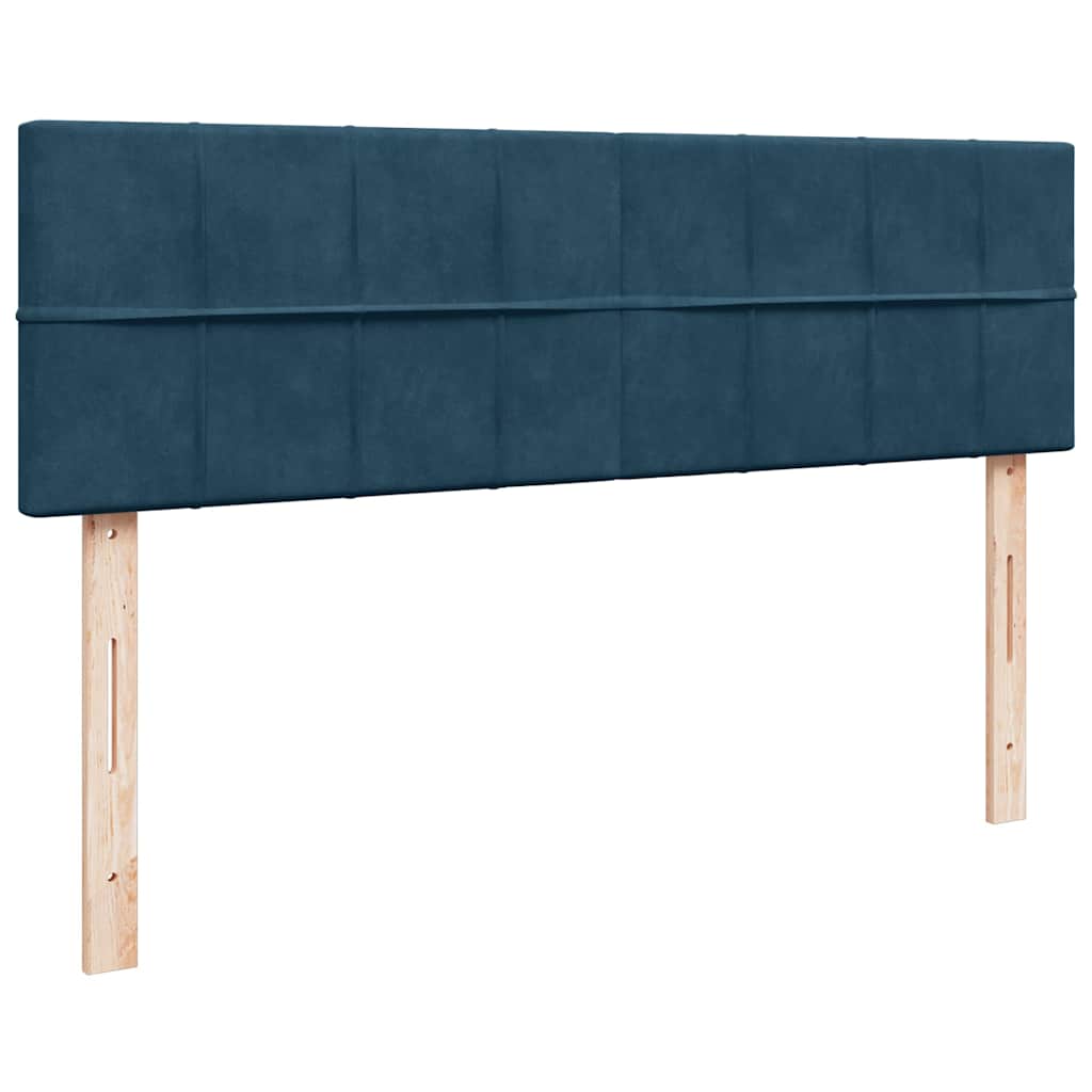 Cadre de lit ottoman avec matelas bleu foncé 140x190 cm velours