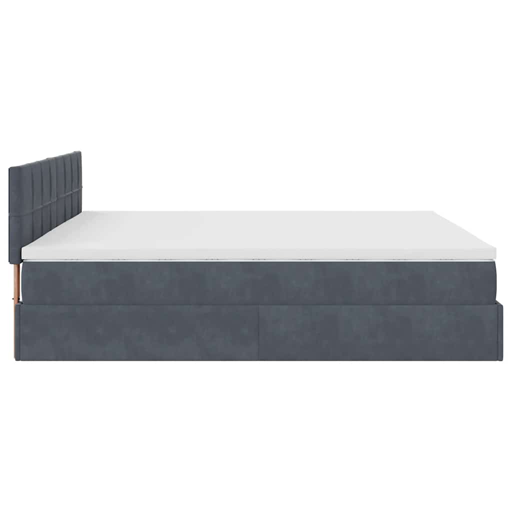 Cadre de lit ottoman avec matelas gris foncé 160x200 cm velours - XIOS
