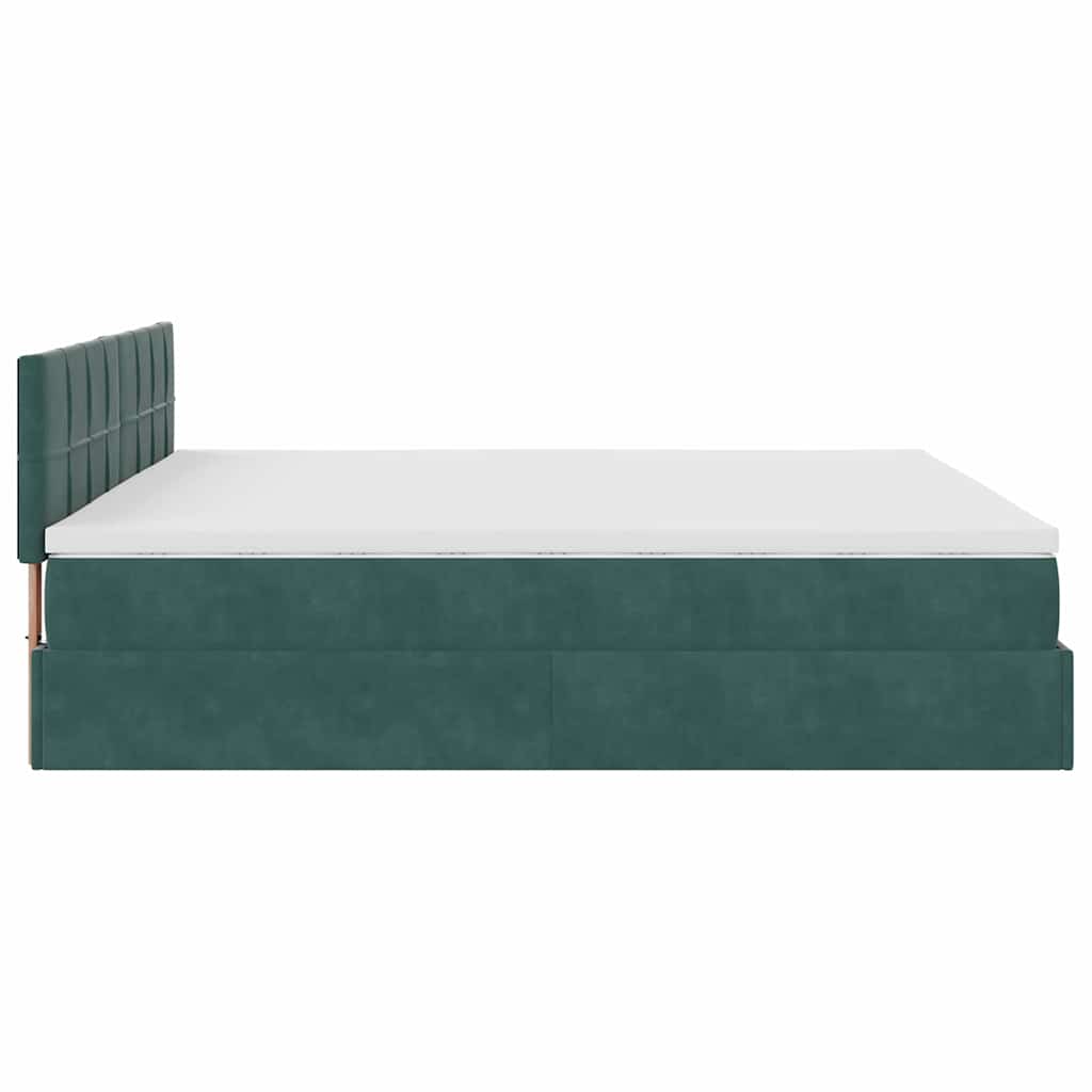 Cadre de lit ottoman avec matelas vert foncé 160x200 cm velours - XIOS