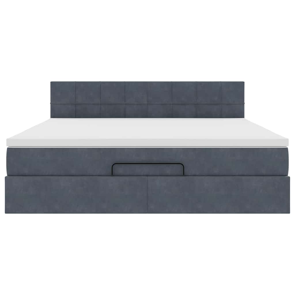 Cadre de lit ottoman avec matelas gris foncé 180x200 cm velours - XIOS