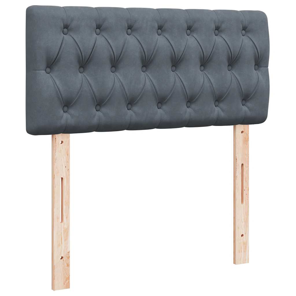 Cadre de lit ottoman avec matelas gris foncé 80x200 cm velours - XIOS