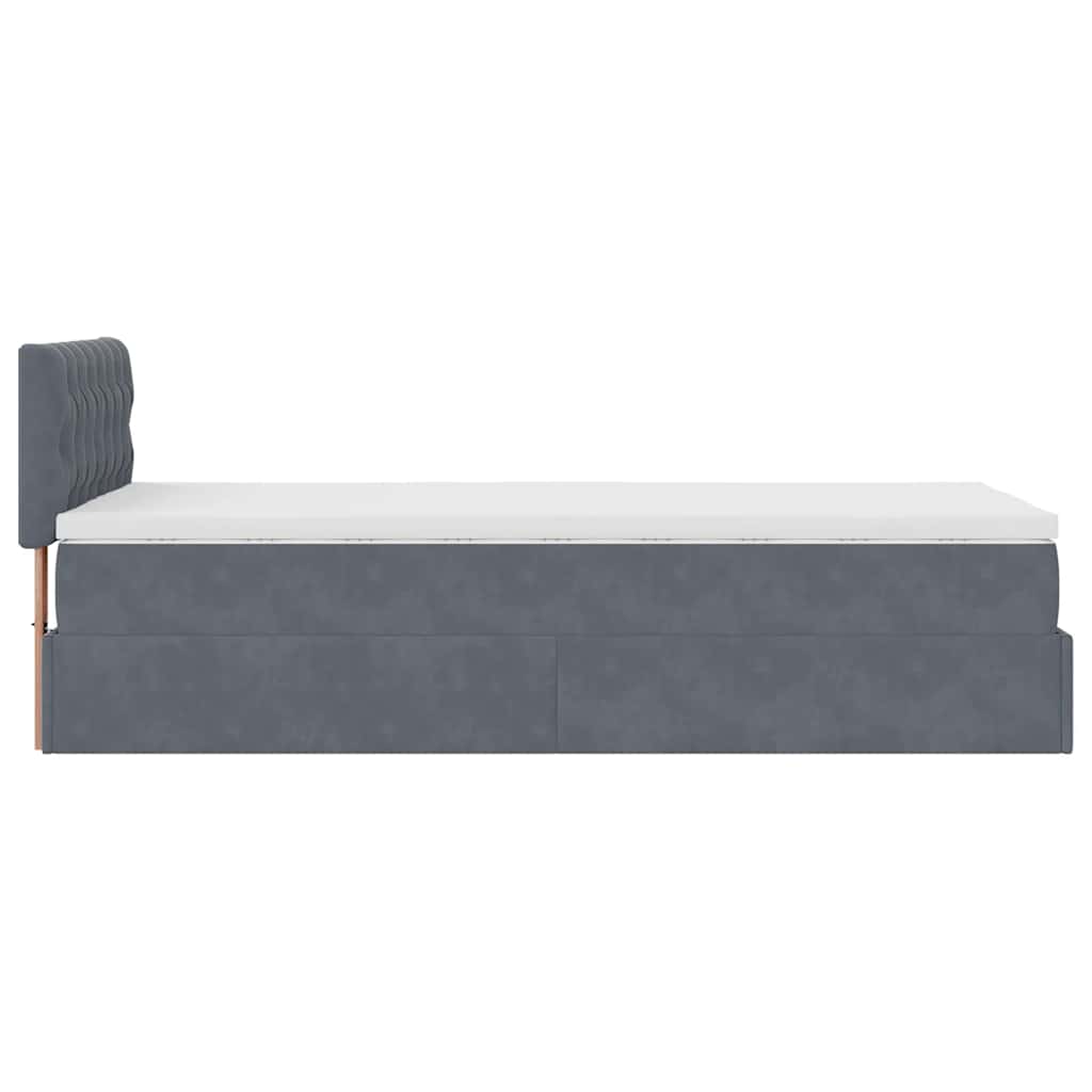 Cadre de lit ottoman avec matelas gris foncé 80x200 cm velours - XIOS