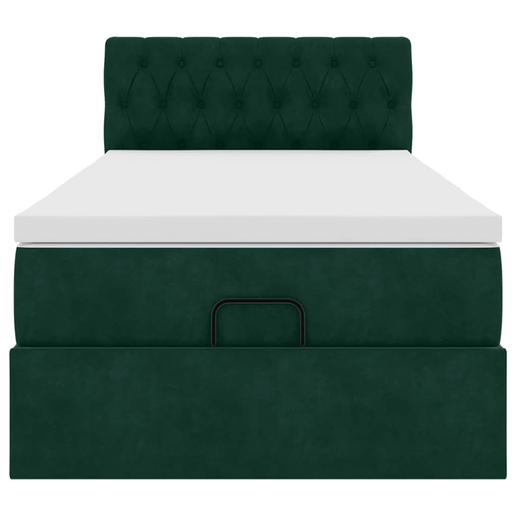 Lit ottoman avec matelas et LED Vert foncé 80x200cm velours - XIOS