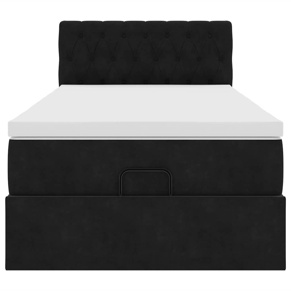 Cadre de lit ottoman avec matelas noir 90x190 cm velours - XIOS