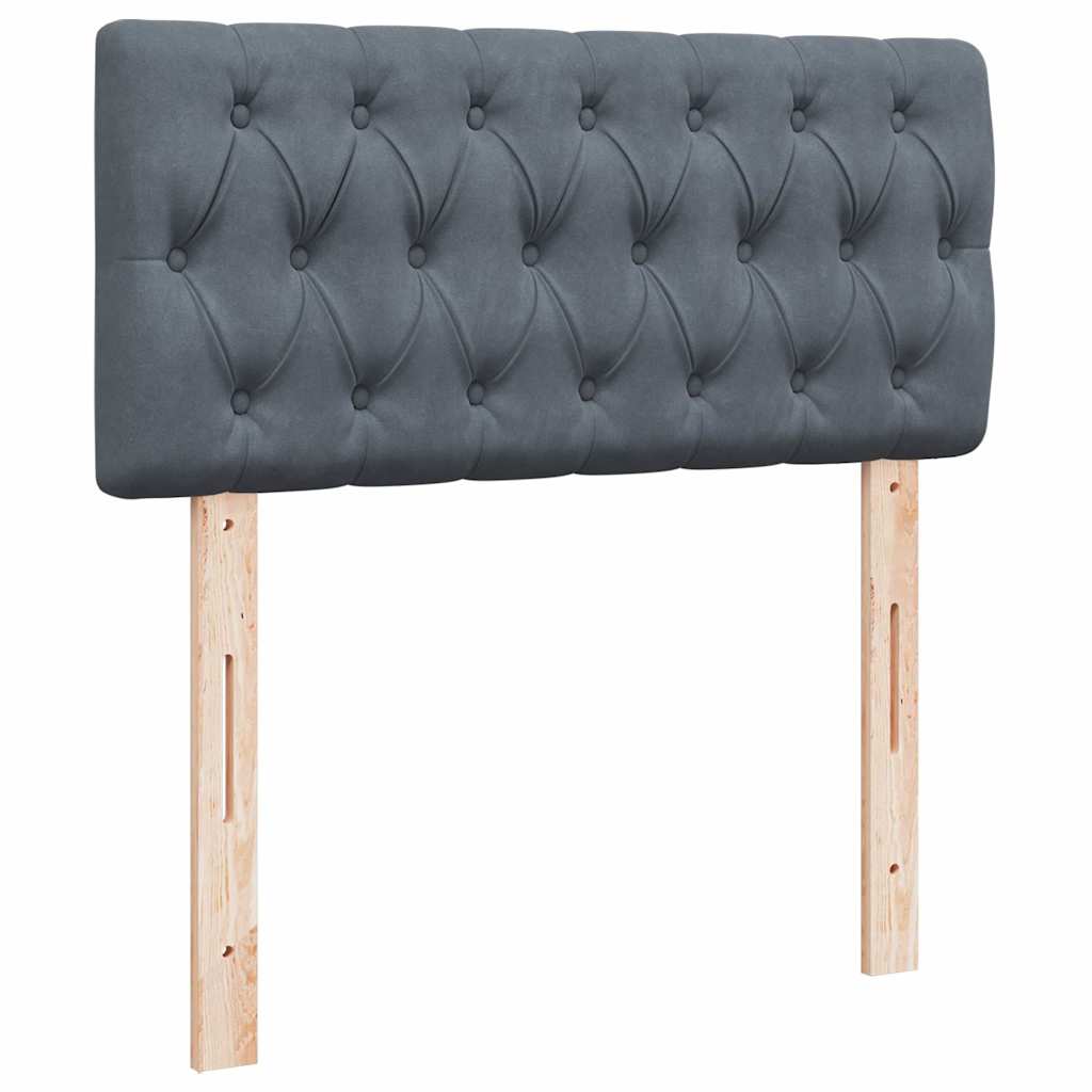 Cadre de lit ottoman et matelas gris foncé 90x200 cm velours - XIOS