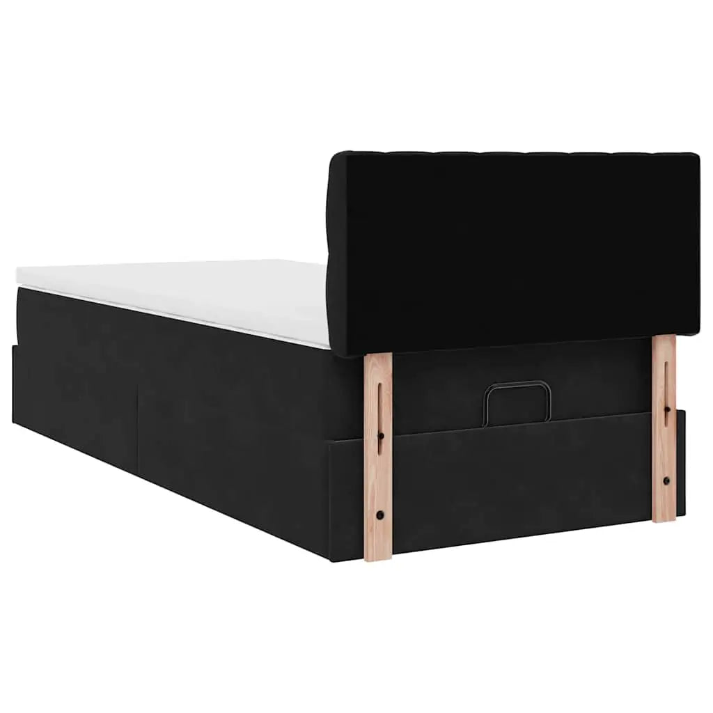 Cadre de lit ottoman avec matelas noir 90x200 cm velours - XIOS