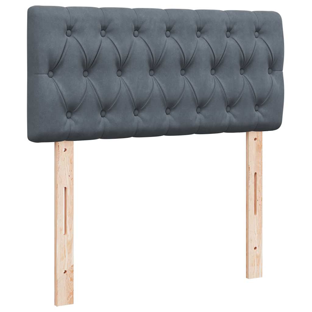Cadre de lit ottoman avec matelas gris foncé 100x200 cm velours - XIOS
