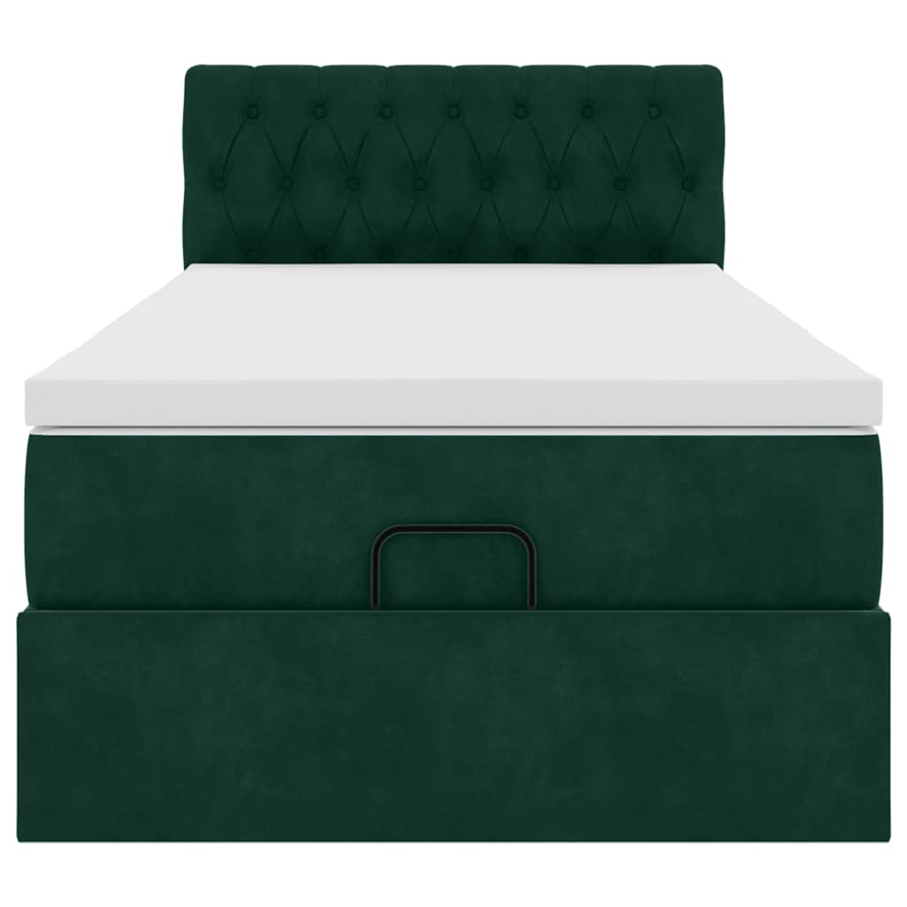 Cadre de lit ottoman avec matelas vert foncé 100x200 cm velours - XIOS