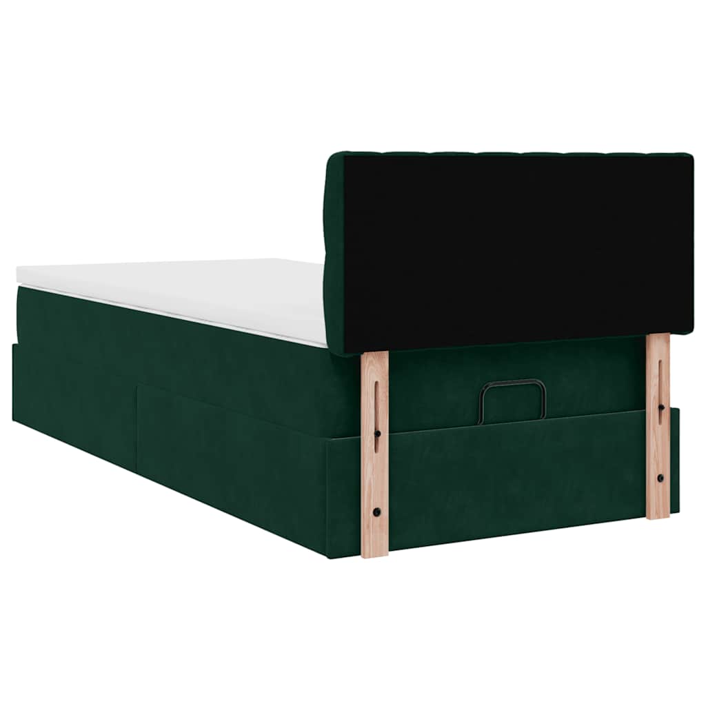 Cadre de lit ottoman avec matelas vert foncé 100x200 cm velours - XIOS