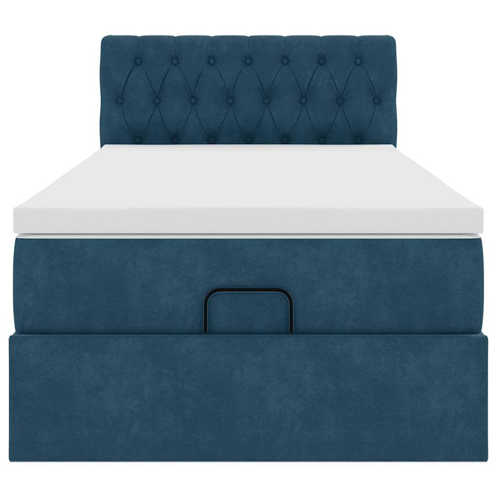 Cadre de lit ottoman avec matelas bleu foncé 100x200 cm velours - XIOS