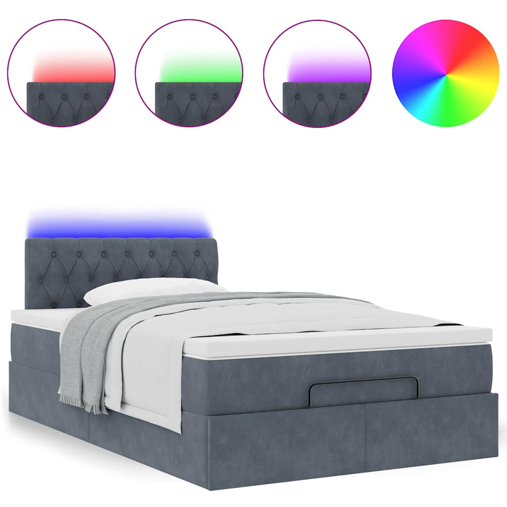 Lit ottoman avec matelas et LED gris foncé 90x200cm - XIOS