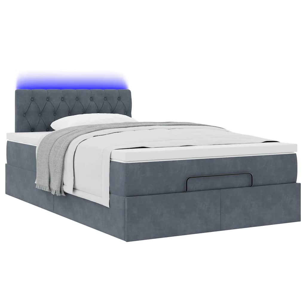 Lit ottoman avec matelas et LED gris foncé 90x200cm - XIOS