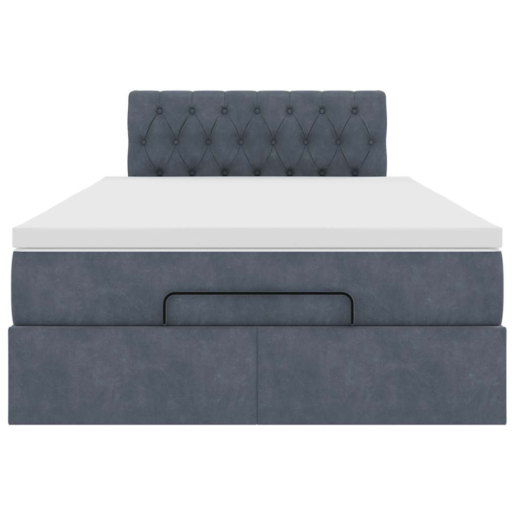Lit ottoman avec matelas et LED gris foncé 90x200cm