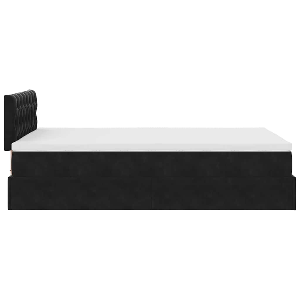 Lit ottoman avec matelas et LED noir 120x190 cm velours - XIOS